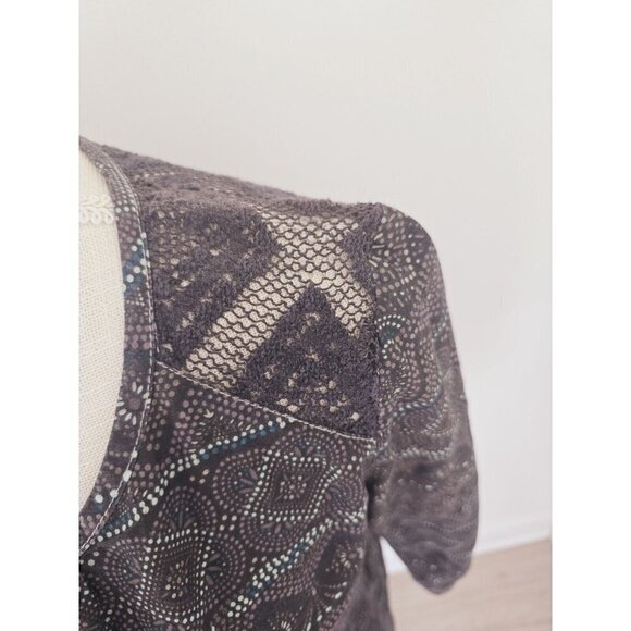 Kuhl Flora Organic Cotton Silk Grey Lace Blouse Top Shirt Medium Below Elbow - Picture 5 of 9